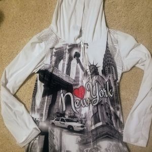 Sweet Gisele New York Rhinestone Zip Up Hoodie NWOT